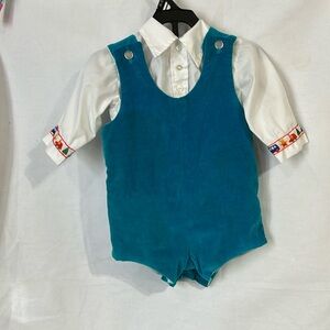 Vintage velvet baby boy holiday romper